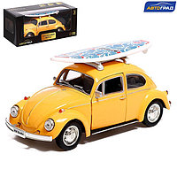 Машина металлическая VOLKSWAGEN BEETLE 1967, 1:32, открываются двери, инерция, цвет жёлтый