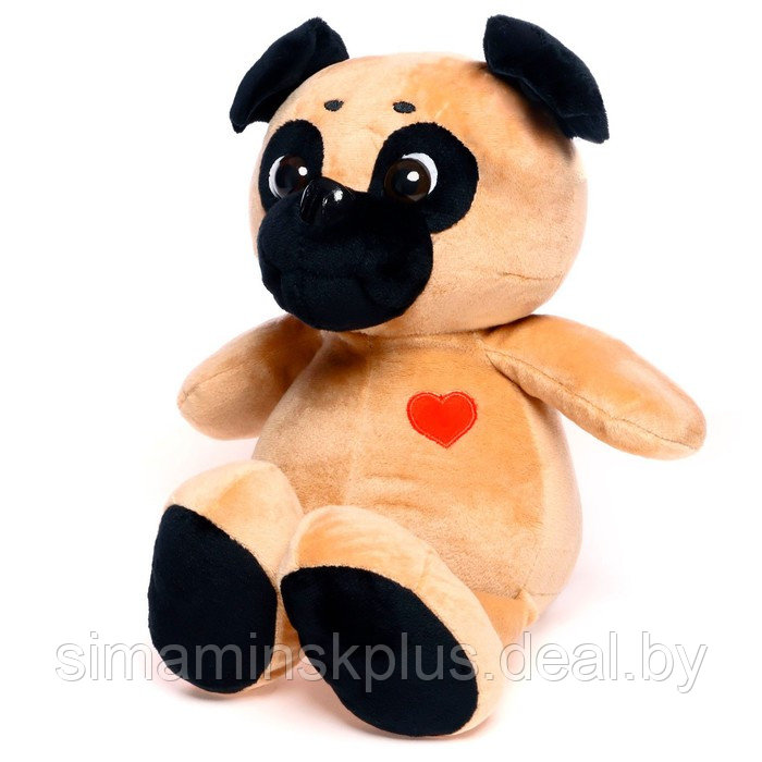 Мягкая игрушка «Собака Мопс», с сердечком на груди, 25 см - фото 2 - id-p200358087