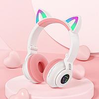 STN-26 (СТН-26) наушники Кошачьи Ушки Cat Ear детские беспроводные Bluetooth, MP3, FM, AUX, Mic, LED / Белый