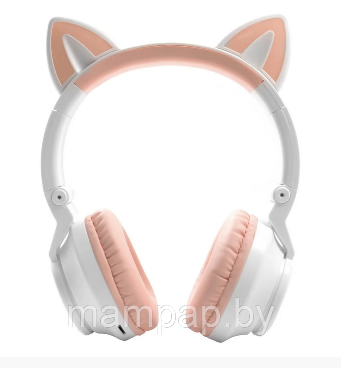 STN-26 (СТН-26) наушники Кошачьи Ушки Cat Ear детские беспроводные Bluetooth, MP3, FM, AUX, Mic, LED / Белый - фото 3 - id-p192863086
