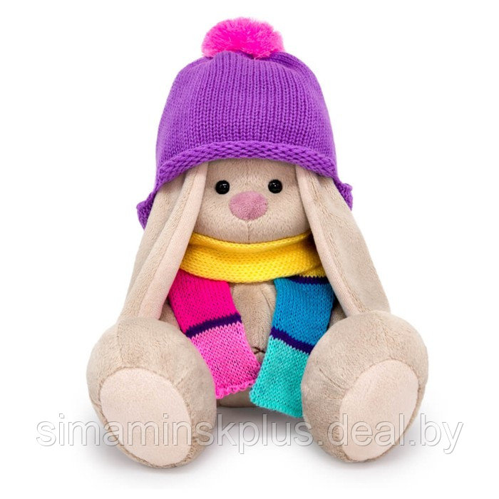 Мягкая игрушка «Зайка Ми в шапке и полосатом шарфе», 18 см - фото 1 - id-p200357500