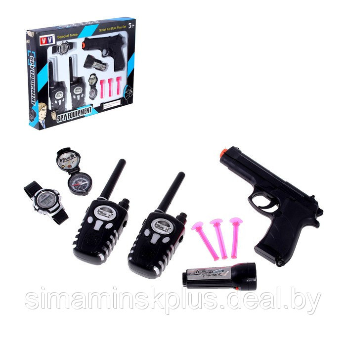 Набор шпиона «Спецагент»: 2 рации, пистолет, часы, фонарик, компас - фото 1 - id-p200354354