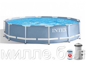 Каркасный бассейн Prism Frame, круглый, 366х76 см + фильтр-насос 220 В, INTEX (от 6 лет)