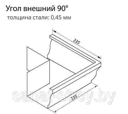 Угол желоба внешний Vortex 90гр 127мм  RAL 6005 Зеленый мох, фото 2