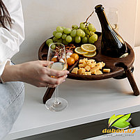 Складной винный столик из Дуба на 1 бутылку и 2 бокала "Романтик" Шоколадный, фото 4