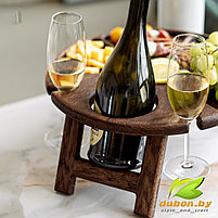 Складной винный столик из Дуба на 1 бутылку и 2 бокала "Романтик" Шоколадный, фото 5
