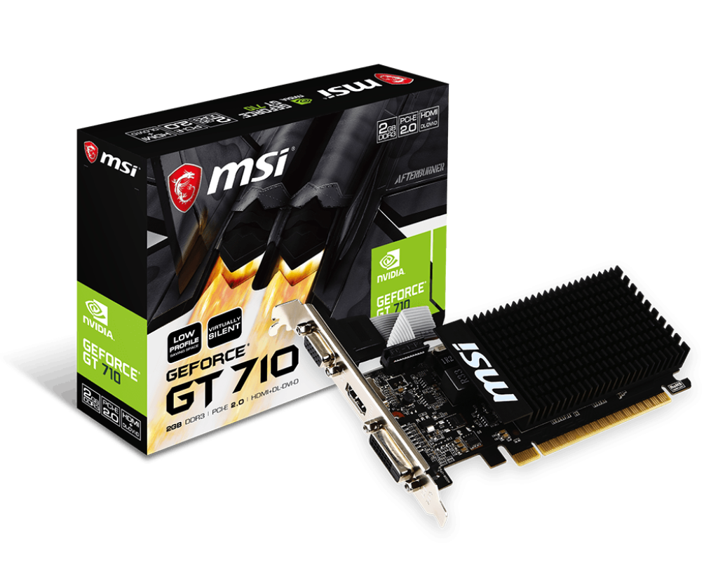 Видеокарта NVIDIA GeForce MSI GT 710 (GT 710 2GD3H LP) 2Gb DDR3 (64bit, 954/1600) D-Sub+DVI+HDMI RTL