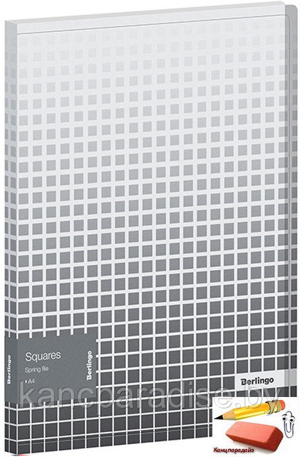 Папка с пружинным скоросшивателем Berlingo Squares, А4, 17 мм., пластик, 600 мкм., серая - фото 1 - id-p200385943