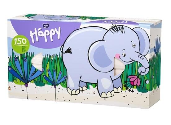 Bella Baby Happy Платочки бумажные универсальные двухслойные 150 шт (Микс)