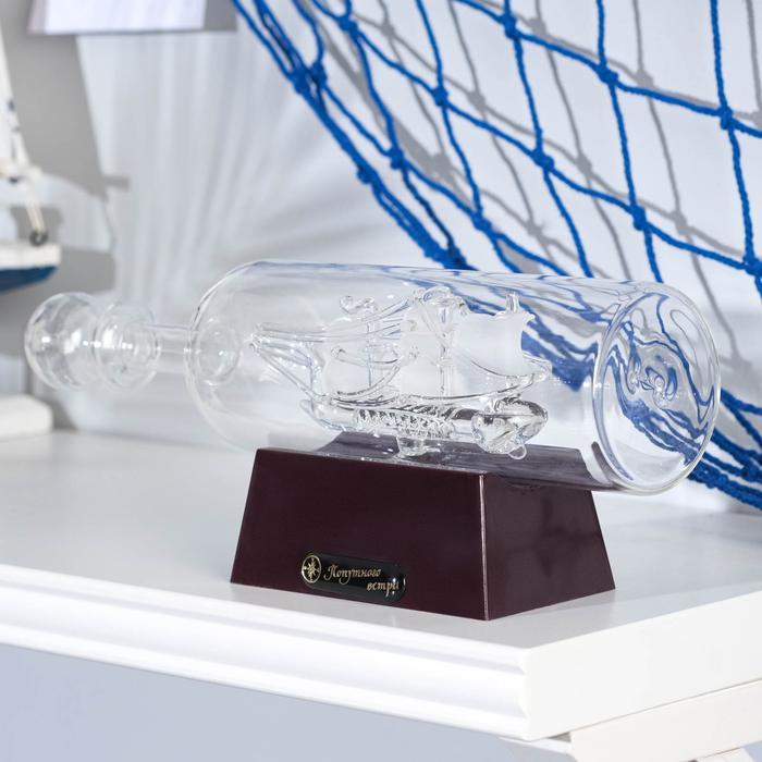 Корабль сувенирный в бутылке с белыми парусами и с мальтийским крестом «Корабль удачи», 10 х 26 х 8см - фото 1 - id-p200387797