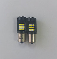 Светодиодная лампочка S123A T15 /белый/ (BA15S) 18SMD 3030 12-24V 1 contact, коробка 2 шт.