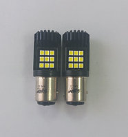 Светодиодная лампочка S123B T15 /белый/ (BAY15D) 18SMD 3030 12-24V 2 contact коробка 2 шт.