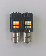 Светодиодная лампочка S123U T15 /желтый/ (BAU15S) 18SMD 3030 12-24V 1 contact, коробка 2 шт.
