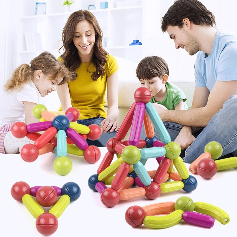 Магнитный конструктор Magnetic Sticks шарики и палочки для детей 64 деталей - фото 3 - id-p200387823