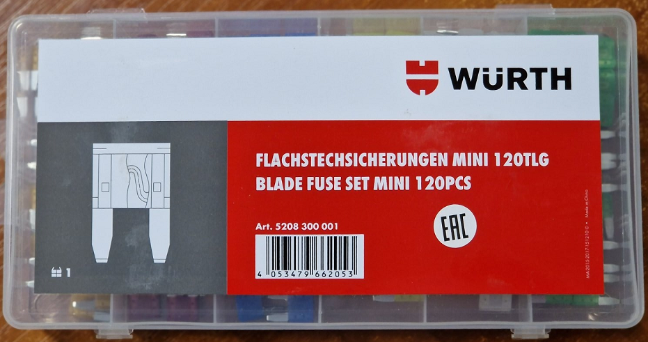 Набор предохранителей автомобильных 5-30A-MINI, 120 штук WURTH 5208300001 - фото 2 - id-p200388215