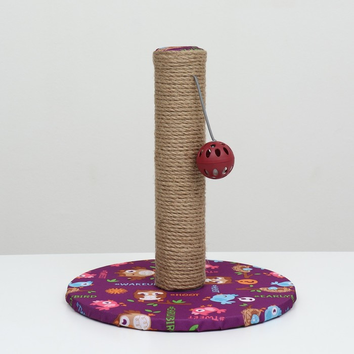 Когтеточка-столбик "Пижон" с шариком, 29 х 29 х 32 см, джут, ткань ПВХ, фиолетовая - фото 2 - id-p200388643