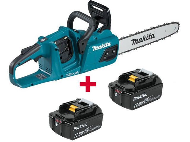 Аккум. пила цепная MAKITA DUC 355 Z шина 35 см (14"), 3/8, 1.1 мм + АКЦИЯ (2 аккумулятора) (18.0 В, 2 акк.5.0