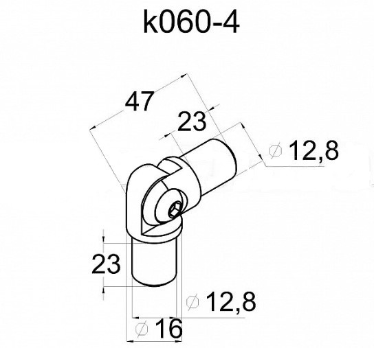 Поворот ригеля 16х1.5 мм литой с двумя установочными штифтами (AISI304), арт.К060-4 - фото 2 - id-p176554930