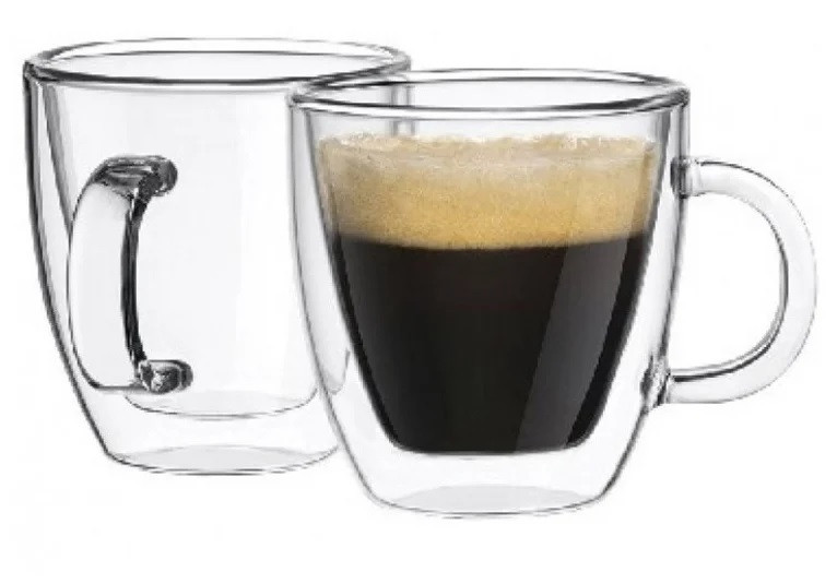 Zeidan/ Набор кружек с двойными стенками 2 шт, 390 мл, для кофе, капучино, латте, чая, стекло - фото 1 - id-p200408991