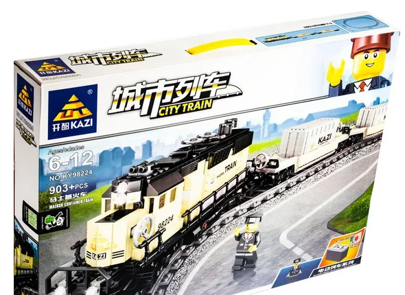 Детский конструктор Грузовой поезд на батарейках 98224, паровоз аналог лего lego сити железная дорога - фото 4 - id-p200413321