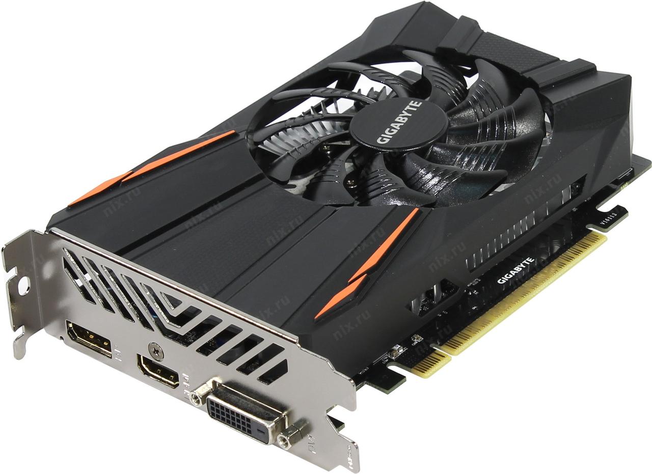 4Gb PCI-E GDDR5 GIGABYTE GV-N105TD5-4GD (RTL) DVI+HDMI+DP GeForce GTX1050Ti
