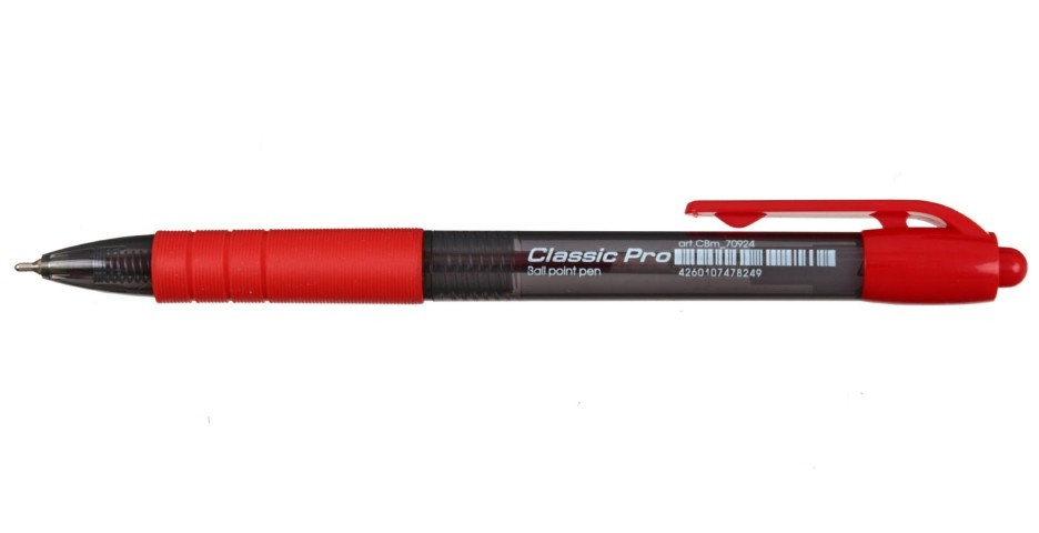 Ручка шариковая автоматическая Berlingo Classic Pro корпус дымчатый, стержень красный - фото 1 - id-p200451831