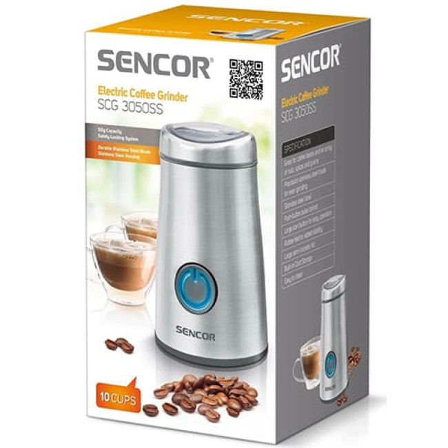 Электрическая кофемолка Sencor SCG 3050SS (Серебристый) - фото 2 - id-p200450910