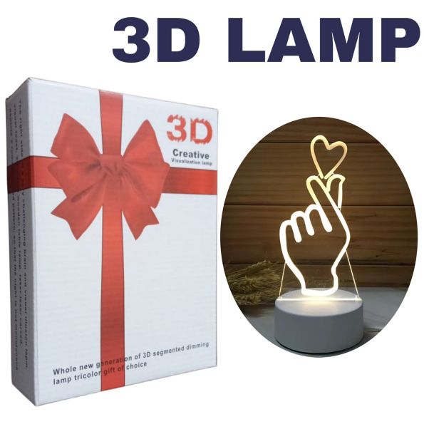 3 D Creative Desk Lamp (Настольная лампа голограмма 3Д, ночник) "I Love You" - фото 6 - id-p196898903