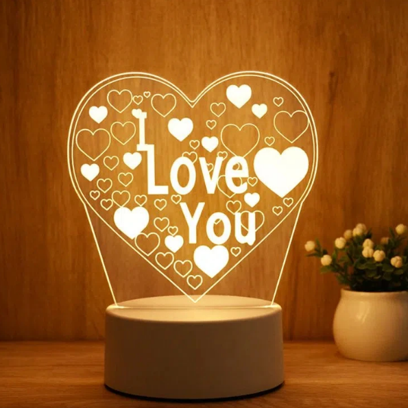 3 D Creative Desk Lamp (Настольная лампа голограмма 3Д, ночник) "I Love You" - фото 2 - id-p196898903