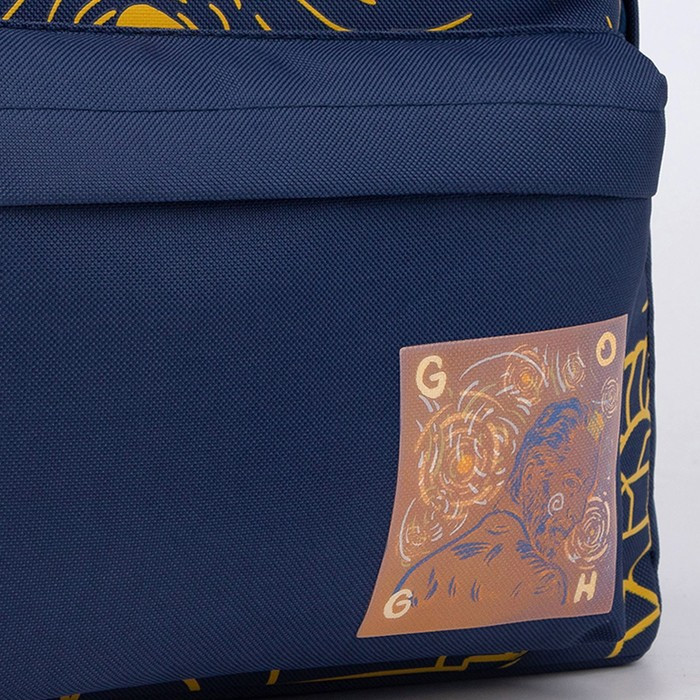 Рюкзак текстильный, с переливающейся нашивкой ART, темно-синий - фото 9 - id-p182956385