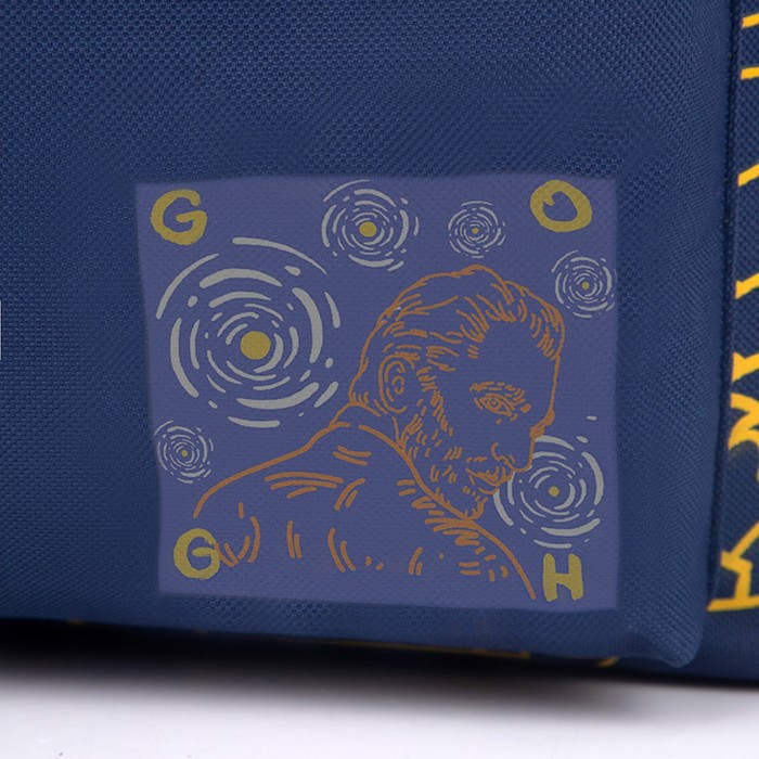 Рюкзак текстильный, с переливающейся нашивкой ART, темно-синий - фото 10 - id-p182956385