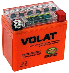 Аккумулятор VOLAT (5 Ah) 65 A, 12 V Обратная, R+ YB5L-BS (iGEL) 119x60x129