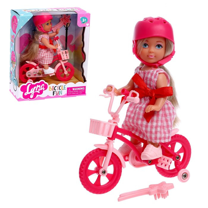 Кукла малышка Lyna на велопрогулке с велосипедом и аксессуарами, МИКС - фото 1 - id-p179455313