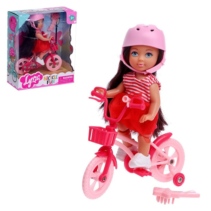 Кукла малышка Lyna на велопрогулке с велосипедом и аксессуарами, МИКС - фото 4 - id-p179455313