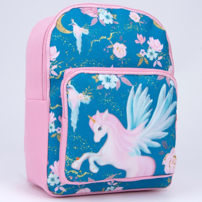 Рюкзак детский с карманом «Единорог в цветах», 30 х 22 х 10 см - фото 3 - id-p177947534
