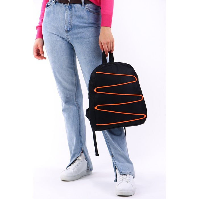 Рюкзак текстильный со шнуровкой, цвет чёрный - фото 7 - id-p179858728
