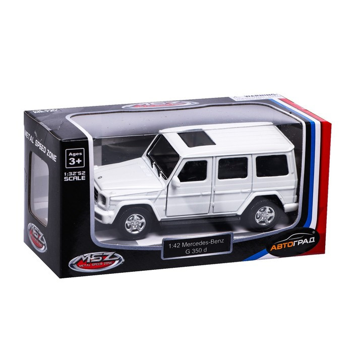 Машина металлическая MERCEDES-BENZ G350D, 1:42, инерция, открываются двери, цвет белый - фото 5 - id-p176371175