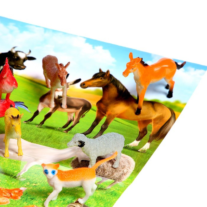 Обучающий набор «Весёлые животные»: животные и плакат, по методике Монтессори - фото 3 - id-p162748588