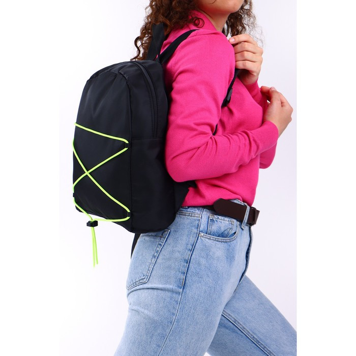 Рюкзак текстильный со шнуровкой, цвет чёрный - фото 6 - id-p179858724