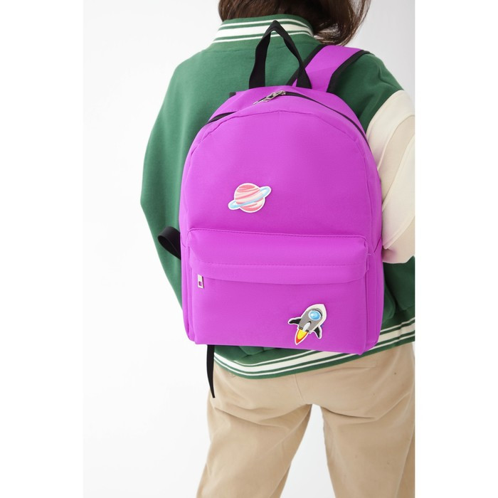 Рюкзак текстильный «Космос», 37 х 33 х 13 см, с липучками, фиолетовый - фото 10 - id-p171234846