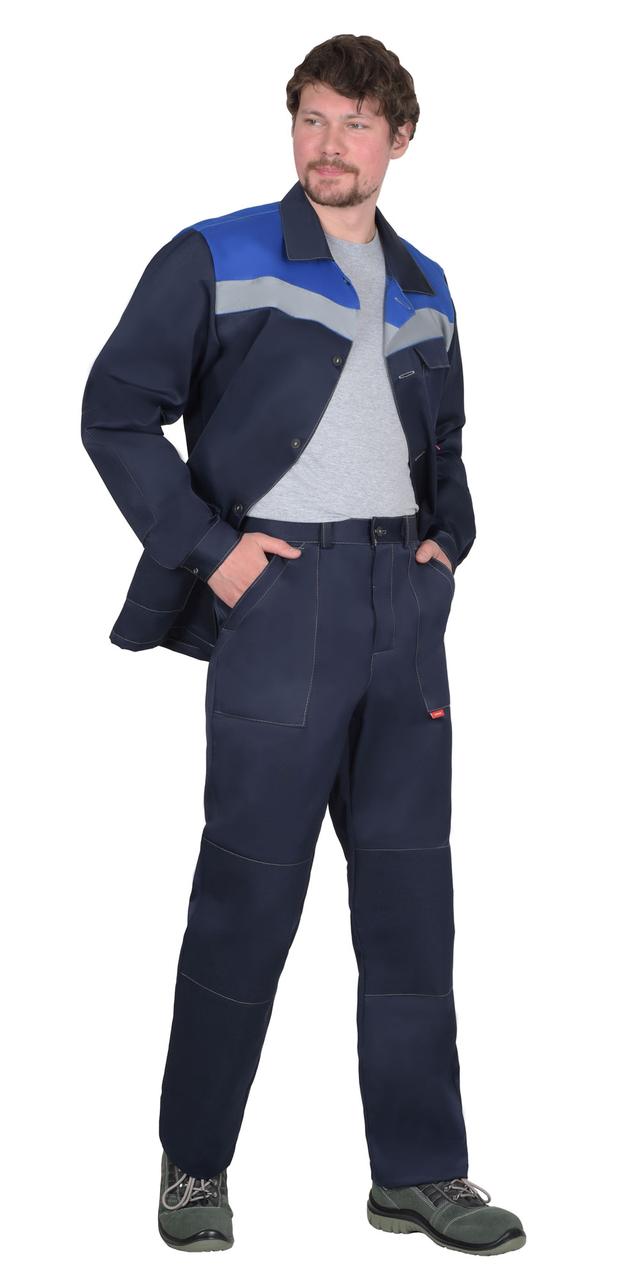 Костюм СИРИУС-СТАНДАРТ куртка, брюки т.синий с васильковым СОП 50 мм - фото 1 - id-p200497042