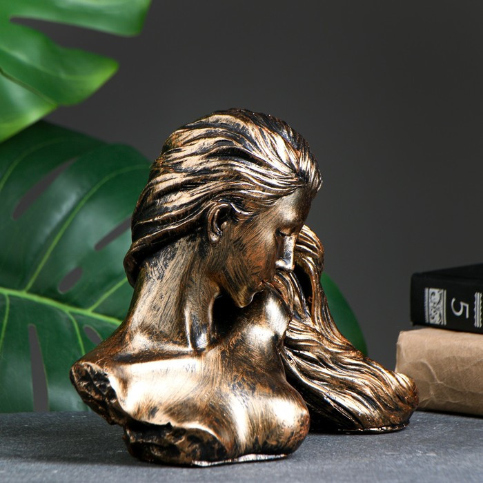 Подставка под бутылку "Девушка с волосами" бронза, 17х22х11см - фото 3 - id-p177007821