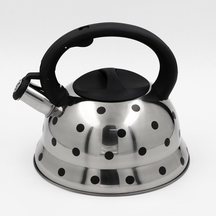 Чайник со свистком из нержавеющей стали Доляна «Горошек», 2,8 л, цвет хромированный - фото 1 - id-p177012905