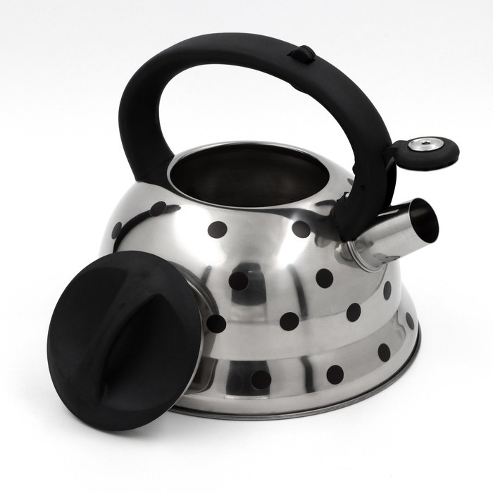 Чайник со свистком из нержавеющей стали Доляна «Горошек», 2,8 л, цвет хромированный - фото 2 - id-p177012905