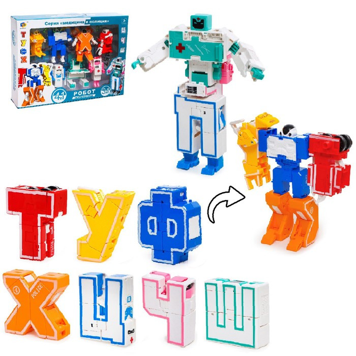 Набор роботов «Алфавит», трансформируются, 7 штук, собираются в 1 робота - фото 1 - id-p188615125