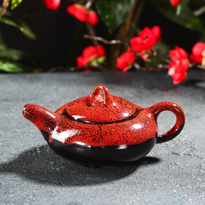Набор для чайной церемонии керамический «Лунное озеро», 7 предметов: 6 пиал 50 мл, чайник 150 мл, цвет красный - фото 4 - id-p177021776
