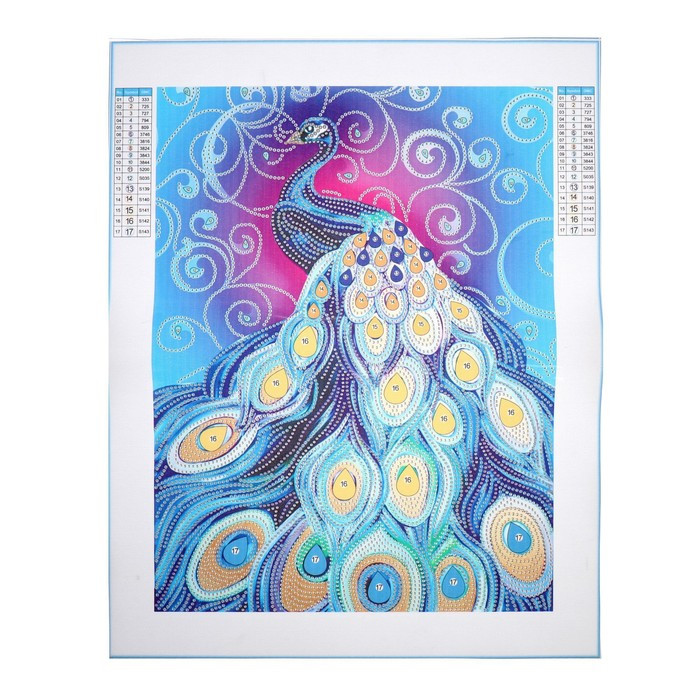 Алмазная мозаика форменными стразами «Грациозный павлин» 30х40 см - фото 3 - id-p182960018