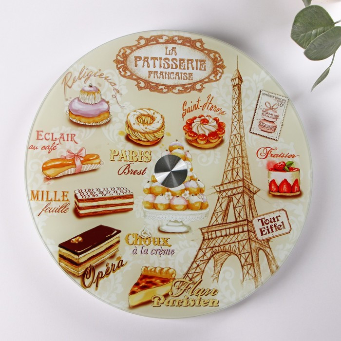 Подставка стеклянная для торта вращающаяся Доляна «Париж», d=32 см - фото 2 - id-p177028092