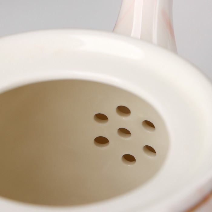 Набор керамический чайный «Мрамор», 6 предметов: чайник 800 мл, 4 кружки 170 мл, поднос 31×21 см, цвет розовый - фото 4 - id-p177021725