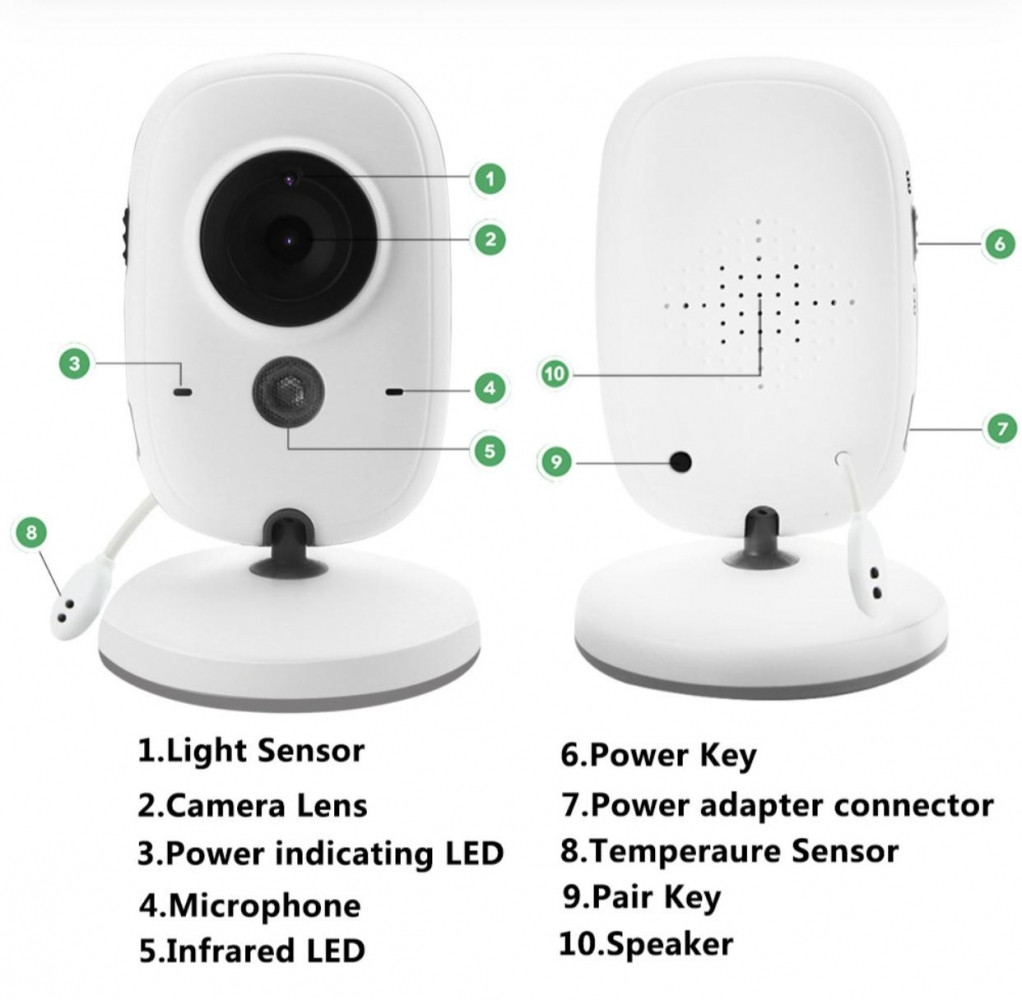 Видеоняня беспроводная Video Baby monitor VB-603 (датчик температуры, ночное видение, 8 колыбельных, 2-х стор - фото 3 - id-p200501916